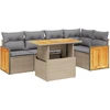 Image de vidaXL Ensemble de salon de jardin 6 pièces avec coussins Beige Poly Rattan