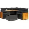 Image de vidaXL Ensemble de salon de jardin 6 pièces avec coussins noir poly rotin
