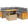 Image de vidaXL Ensemble de salon de jardin 6 pièces avec coussins Beige Poly Rattan