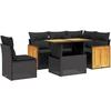 Image de vidaXL Ensemble de salon de jardin 6 pièces avec coussins noir poly rotin