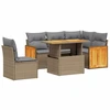 Image de vidaXL Ensemble de salon de jardin 6 pièces avec coussins Beige Poly Rattan
