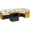 Image de vidaXL Ensemble de salon de jardin 7 pièces avec coussins noir poly rotin