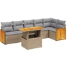 Image de vidaXL Ensemble de salon de jardin 7 pièces avec coussins Beige Poly Rattan