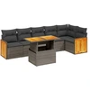 Image de vidaXL Ensemble de salon de jardin 7 pièces avec coussins Gris Poly rotin