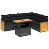 Image de vidaXL Ensemble de salon de jardin 7 pièces avec coussins noir poly rotin