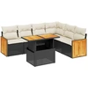 Image de vidaXL Ensemble de salon de jardin 7 pièces avec coussins noir poly rotin