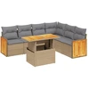 Image de vidaXL Ensemble de salon de jardin 7 pièces avec coussins Beige Poly Rattan