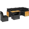 Image de vidaXL Ensemble de salon de jardin 7 pièces avec coussins noir poly rotin
