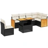 Image de vidaXL Ensemble de salon de jardin 7 pièces avec coussins noir poly rotin