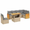 Image de vidaXL Ensemble de salon de jardin 7 pièces avec coussins Beige Poly Rattan