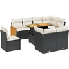 Image de vidaXL Ensemble de salon de jardin 9 pièces avec coussins noir poly rotin