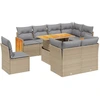 Image de vidaXL Ensemble de salon de jardin 9 pièces avec coussins beige Poly rotin