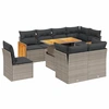 Image de vidaXL Ensemble de salon de jardin 9 pièces avec coussins Gris Poly rotin