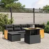 Image de vidaXL Ensemble de salon de jardin 7 pièces avec coussins noir poly rotin