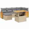Image de vidaXL Ensemble de salon de jardin 7 pièces avec coussins Beige Poly Rattan