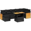 Image de vidaXL Ensemble de jardin canapé 8 pièces avec coussins noir poly rotin