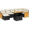 Image de vidaXL Ensemble de jardin canapé 8 pièces avec coussins noir poly rotin