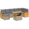 Image de vidaXL Ensemble de jardin canapé 8 pièces avec coussins Beige Poly Rattan