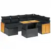 Image de vidaXL Ensemble de jardin canapé 8 pièces avec coussins noir poly rotin
