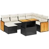 Image de vidaXL Ensemble de jardin canapé 8 pièces avec coussins noir poly rotin