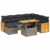 Image de vidaXL Ensemble de jardin canapé 8 pièces avec coussins Gris Poly rotin