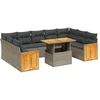 Image de vidaXL Ensemble de salon de jardin 10 pièces avec coussins Gris Poly Rattan