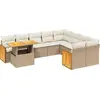 Image de vidaXL Ensemble de salon de jardin 10 pièces avec coussins Beige Poly Rattan