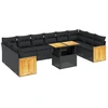 Image de vidaXL Ensemble de salon de jardin 11 pièces avec coussins noir poly rotin