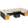 Image de vidaXL Ensemble de salon de jardin 11 pièces avec coussins noir poly rotin