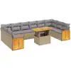Image de vidaXL Ensemble de salon de jardin 11 pièces avec coussins Beige Poly Rattan