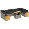 Image de vidaXL Ensemble de salon de jardin 11 pièces avec coussins Gris Poly rotin