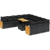 Image de vidaXL Ensemble de salon de jardin 11 pièces avec coussins noir poly rotin