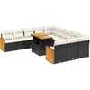 Image de vidaXL Ensemble de salon de jardin 11 pièces avec coussins noir poly rotin