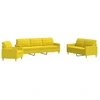 Image de vidaXL Ensemble de canapés 3 pièces jaune clair Tissu