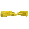 Image de vidaXL Ensemble de canapés 3 pièces avec repose-pieds Tissu jaune clair