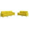 Image de vidaXL Ensemble de canapés 2 pièces avec coussins décoratifs Tissu jaune clair
