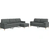 Image de vidaXL Ensemble de canapés 3 pièces avec pouf & coussins décoratifs Tissu gris foncé