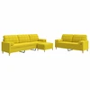 Image de vidaXL Ensemble de canapés 3 pièces avec pouf & coussins décoratifs Tissu jaune clair