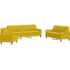 Image de vidaXL Ensemble de canapés 3 pièces avec coussins Velours jaune