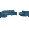 Image de vidaXL Ensemble de canapés 3 pièces avec coussins bleu velours