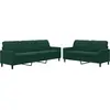 Image de vidaXL Ensemble de canapés 2 pièces avec coussins vert foncé velours