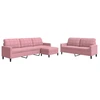 Image de vidaXL Ensemble de canapés 3 pièces avec coussins Rose velours