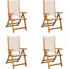 Image de vidaXL Chaises de jardin 4 pcs. Pliable Bois massif Acacia et Textilène