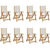 Image de vidaXL Chaises de jardin 8 pcs. Pliable Bois massif Acacia et Textilène