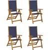 Image de vidaXL Chaises de jardin 4 pcs. Pliable Bois massif Acacia et Textilène