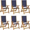 Image de vidaXL Chaises de jardin 6 pcs. Pliable Bois massif Acacia et Textilène