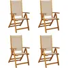 Image de vidaXL Chaises de jardin 4 pcs. Pliable Bois massif Acacia et Textilène