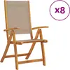Image de vidaXL Chaises de jardin 8 pcs. Pliable Bois massif Acacia et Textilène