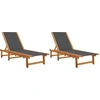 Image de vidaXL Bains de soleil 2 pcs. noir bois massif acacia et textilène