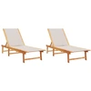 Image de vidaXL Bains de soleil 2 pcs. Gris Acacia massif et Textilène